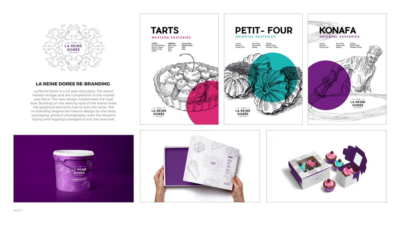 La Reine Doree patisserie re-branding and packaging