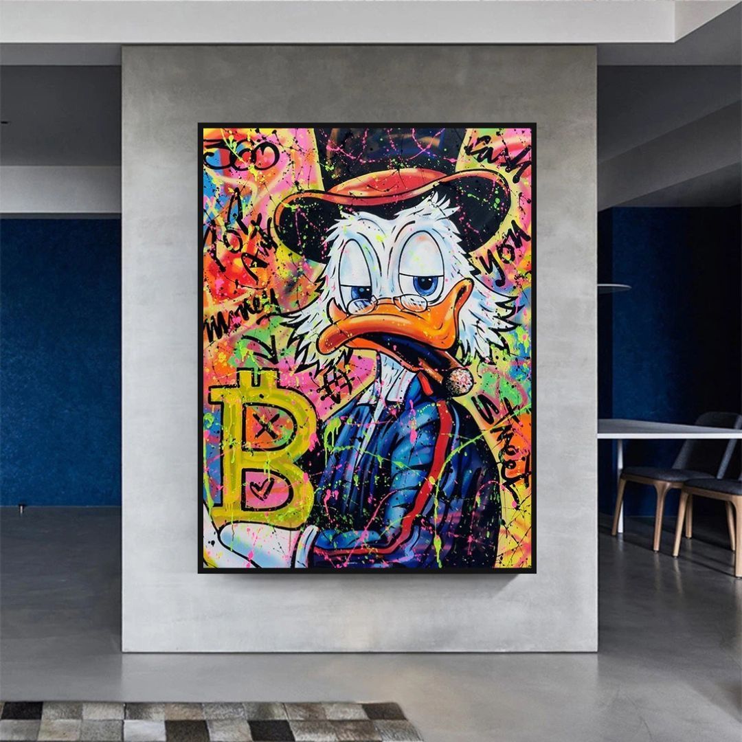 Bitcoin Billionaire Duck Pop Art Canvas Painting