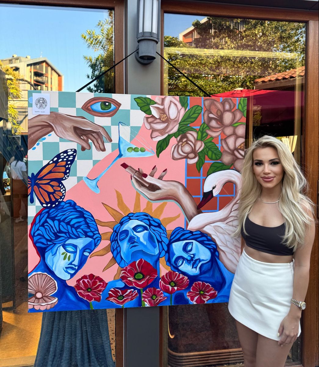 Eclectic Surreal Pop Art Canvas Painting
