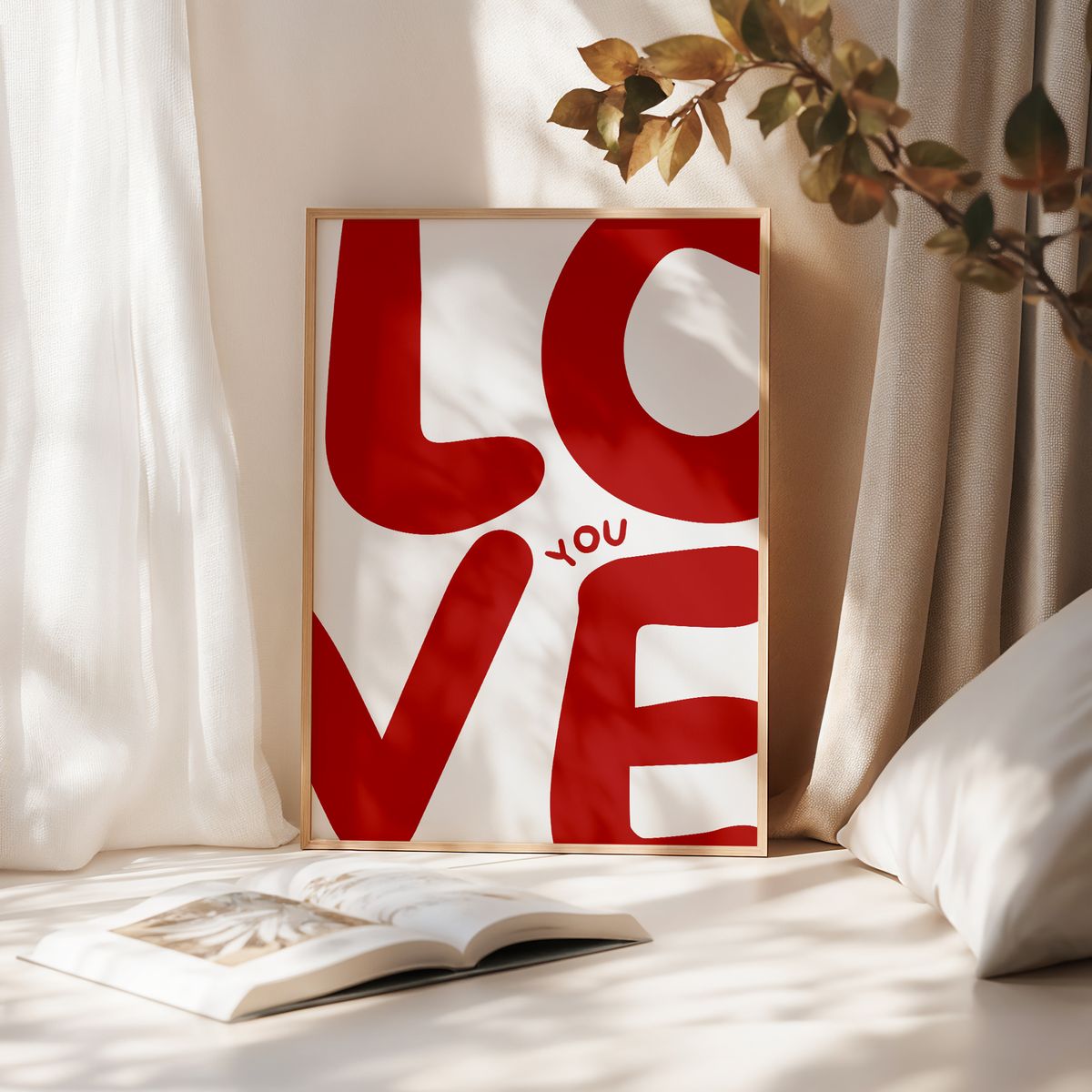 Bold Love You Statement Canvas Painting