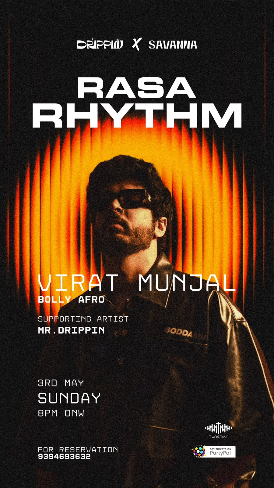 Rasa Rhythm poster for Drippin x Savanna, dark background concept